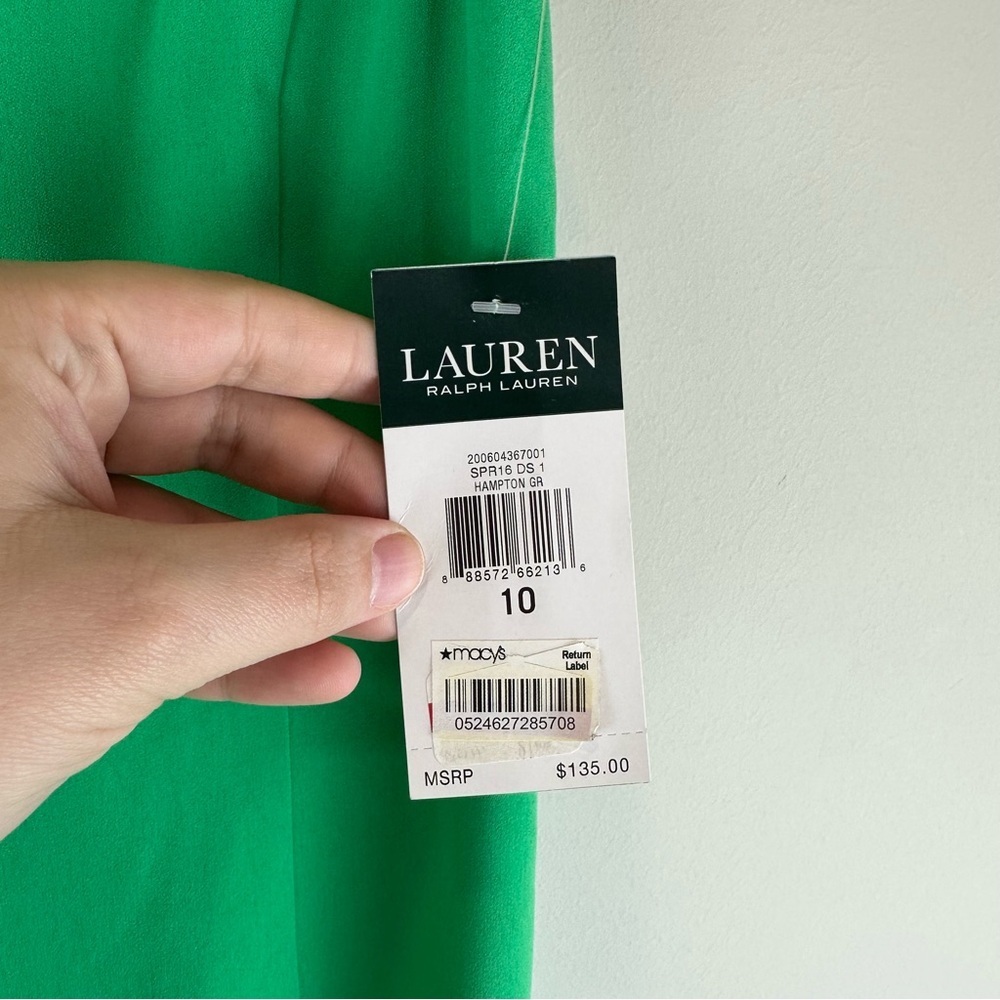 NEW Lauren Ralph Lauren Green Drop Waist Short Sleeve Workwear Office Dress 10 - Picture 5 of 5